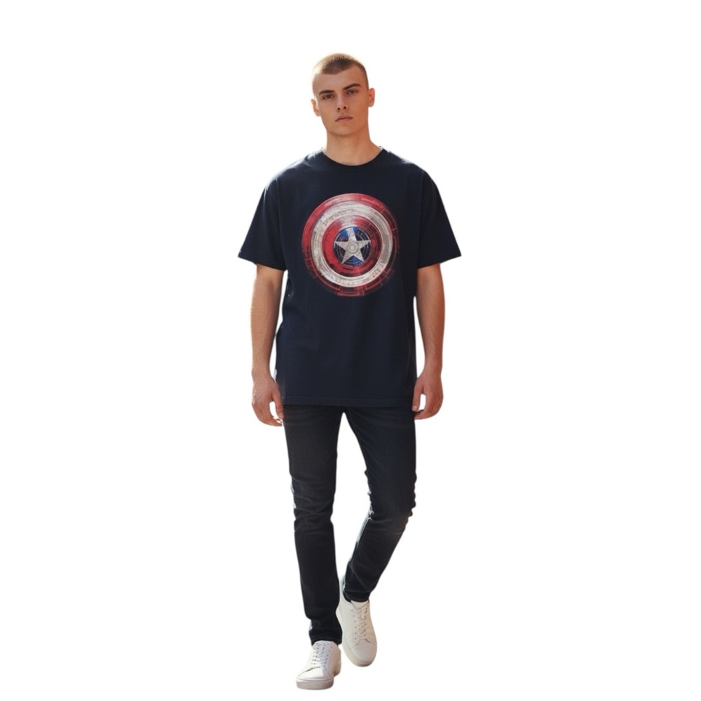 MARVEL Captain America The Winter Soldier Shield Men’s Navy T-Shirt